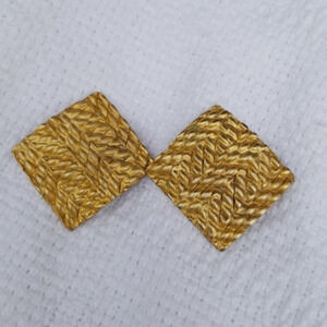 Vintage golden‎ square textured earrings